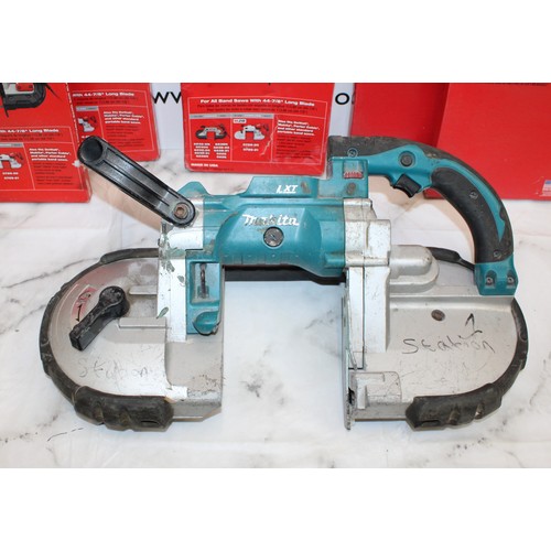 45 - Job Lot Mikita 18V LXT Cordless Portable Band Saw, 4 x Milwaukee Deep Cut Portable Band Saw Blades A... 
