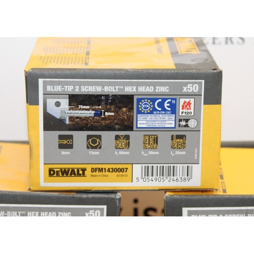 56 - Job Lot 8 x DEWALT Boxes of BLUE-TIP 2 Screw -Bolt Hex Head Zinc AS NEW AS FOUND COLLECTION ONLY FRO... 