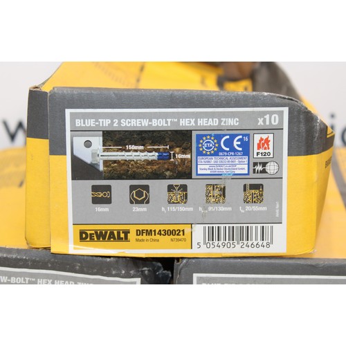 57 - Job Lot 4 x DEWALT Boxes of BLUE-TIP 2 Screw -Bolt Hex Head Zinc AS NEW AS FOUND COLLECTION ONLY FRO... 