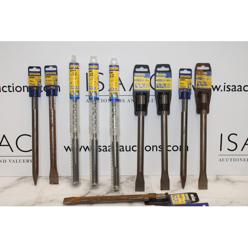 62 - Job Lot 16 x Drill And Chisel Bits Various Sizes AS NEW As Found