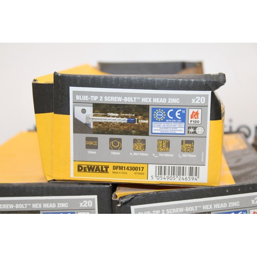 67 - Job Lot 4 x Box Of DEWALT BLUE-TIP 2 Screw-Bolt Hex Head Zinc AS NEW  As Found COLLECTION ONLY FROM ... 