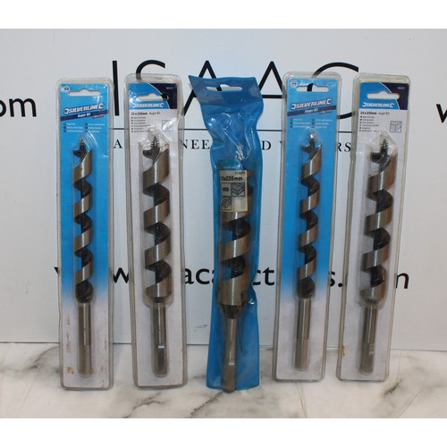 72 - Job Lot 5 x SILVERLINE Auger Bits Various Sizes AS NEW As Found