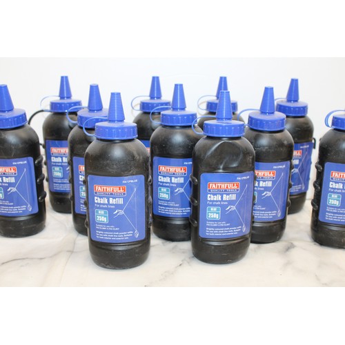 74 - Job Lot 14 x Faithfull And Stanley Chalk Refill Bottles AS NEW As Found