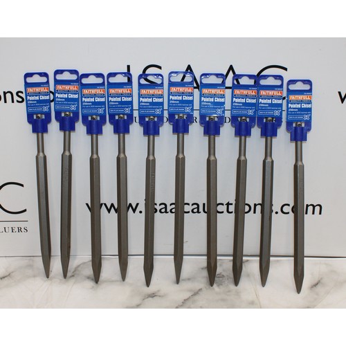 96 - Job Lot  10 x Faithfull Pointed Chisel Size 250mm AS NEW As Found