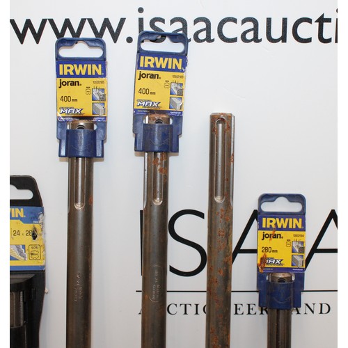 116 - Job Lot 13 x IRWIN, DART Flat And Pointed Chisels And 1 x Faithfull Flat Bit Extension Shank AS NEW ... 