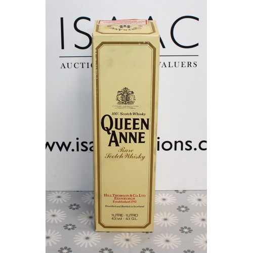 264 - 1 x Boxed Bottle Of 1 Litre Queen Anne RARE Scotch Whisky, 43% Proof 1980's Collection Only ID Upon ... 