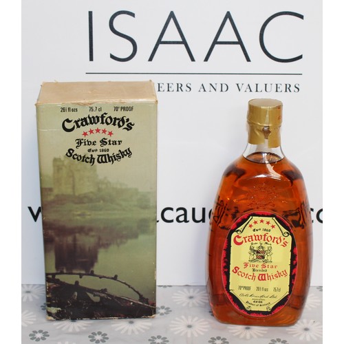 265 - 1 x Boxed Bottle Of Crawford's Five Star Scotch Whisky, 26.2/3fl.ozs, 70% Proof 1970's Collection On... 