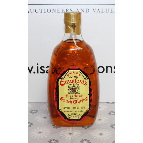 265 - 1 x Boxed Bottle Of Crawford's Five Star Scotch Whisky, 26.2/3fl.ozs, 70% Proof 1970's Collection On... 