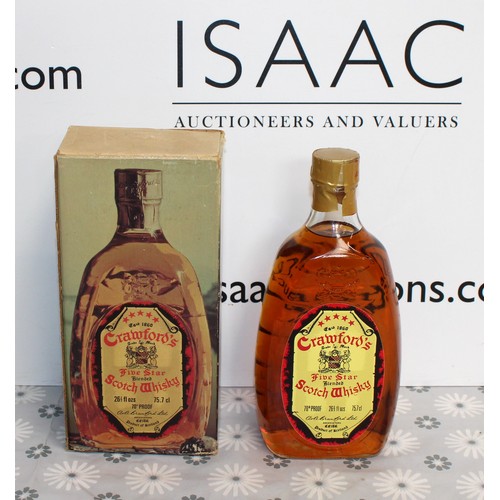 265 - 1 x Boxed Bottle Of Crawford's Five Star Scotch Whisky, 26.2/3fl.ozs, 70% Proof 1970's Collection On... 