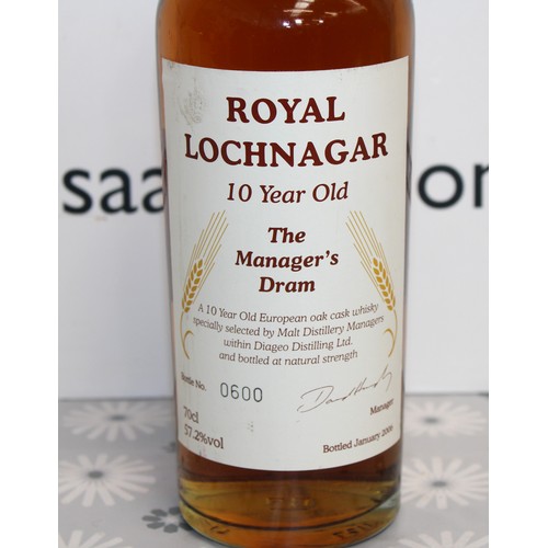 274 - 1 x Bottle Of Royal Lochnagar The Managers Dram 10 Year Old No:600 70cl, 57.2% Proof Bottled In 2006... 
