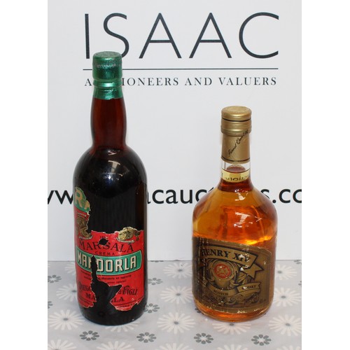 298 - 2 x Bottles One Is HENRY XIV Blended Scotch Whisky 700ml 40% Proof 1990's And One Bottle Of Marsala ... 