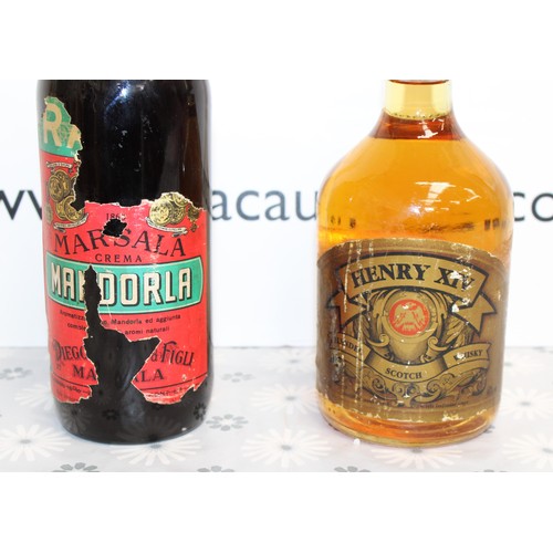298 - 2 x Bottles One Is HENRY XIV Blended Scotch Whisky 700ml 40% Proof 1990's And One Bottle Of Marsala ... 