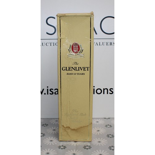 281 - 1 x Bottle Boxed The Glenlivet Aged 12 Years Pure Malt Whisky, 75cl, 40% Proof 1980,s Collection Onl... 