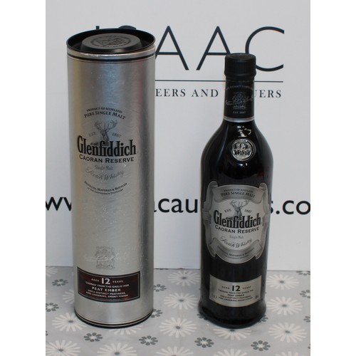 282 - 1 x Bottle Tubed, Glenfiddich Caoran Reserve Aged Single Malt Scotch Whisky, 12 Years Old, 70cl, 40%... 