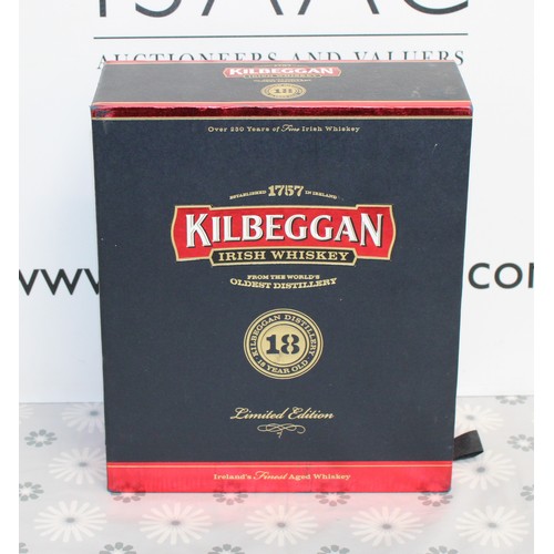 286 - 1 x Boxed Bottle KILBEGGAN Irish Whisky, 18 Years Old Bottled 2011, 70cl, 40% Collection Only ID Upo... 