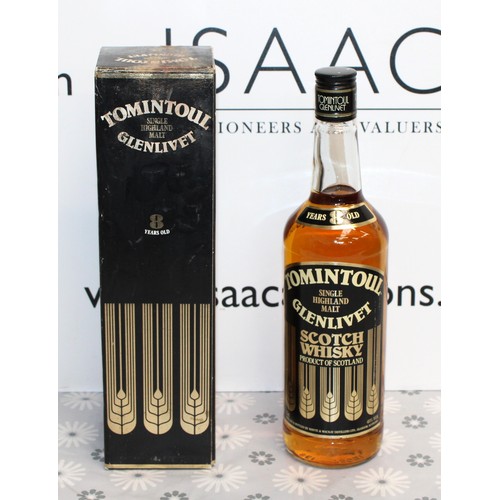 287 - 1 x Bottle Boxed Tomintoul Glenlivet Single Malt, 8 Years Old. 75cl, 40% Proof 1980's Collection Onl... 