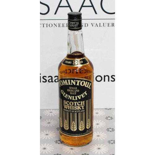 287 - 1 x Bottle Boxed Tomintoul Glenlivet Single Malt, 8 Years Old. 75cl, 40% Proof 1980's Collection Onl... 