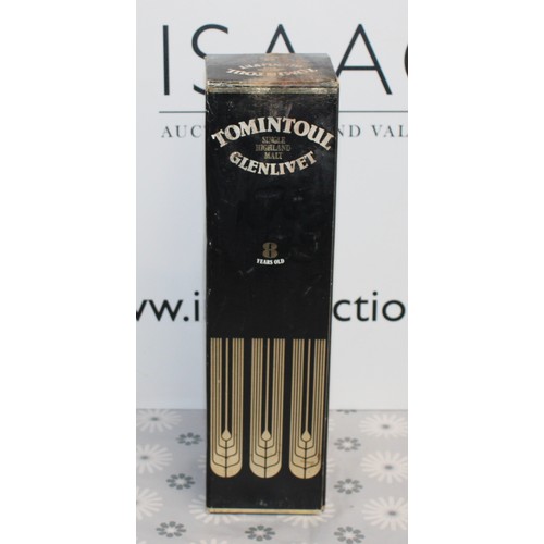 287 - 1 x Bottle Boxed Tomintoul Glenlivet Single Malt, 8 Years Old. 75cl, 40% Proof 1980's Collection Onl... 