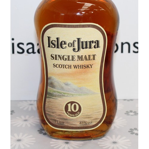 291 - 1 x Litre Bottle Isle Of Jura Single Malt Scotch Whisky 10 Years Old 43% Proof 1980's Collection Onl... 