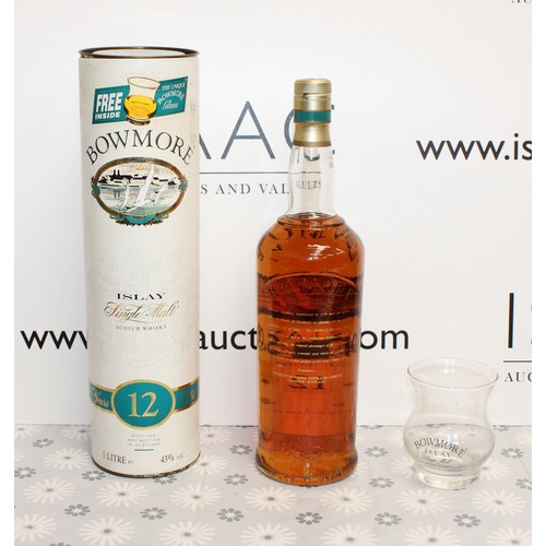 292 - 1 x Bottle Tubed Bowmore Screen Print Single Malt Scotch Whisky 12 Years Old, Including Unique Bowmo... 
