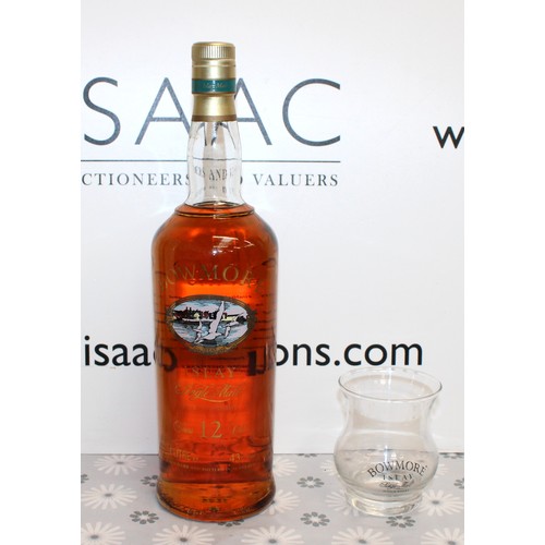 292 - 1 x Bottle Tubed Bowmore Screen Print Single Malt Scotch Whisky 12 Years Old, Including Unique Bowmo... 