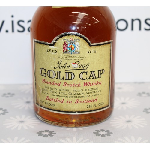 295 - 1 x Bottle John Begg Gold Cap Blended Scotch Whisky 1960's  70% Proof 26.2/3 Fl OZs Collection Only ... 