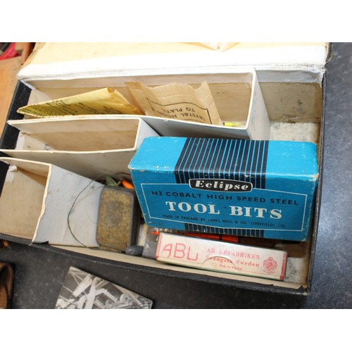235 - A Selection Of Fishing Items Including: Floats/Line And Reels Etc Inside A British Army Canvas Bag A... 