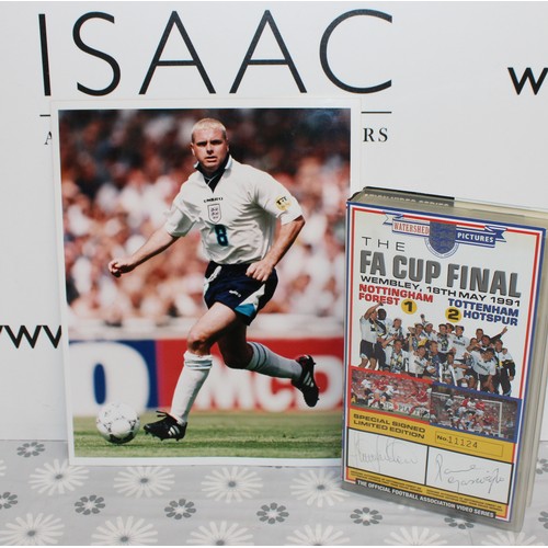 236 - PAUL GASCOIGNE ENGLAND & GLASGOW RANGERS FC 17TH JUNE 1996 OFFICAL PHOTO 8 X 10 WITH THE FA CUP FINA... 