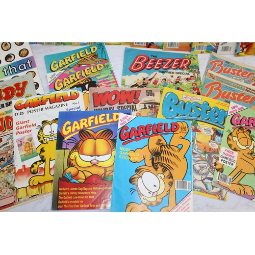 242 - A Quantity Of Comic Books Including, Beano, Dandy, Garfield, Buster Etc AF