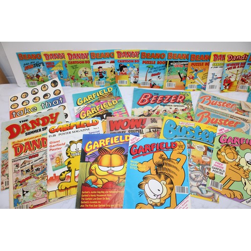 242 - A Quantity Of Comic Books Including, Beano, Dandy, Garfield, Buster Etc AF