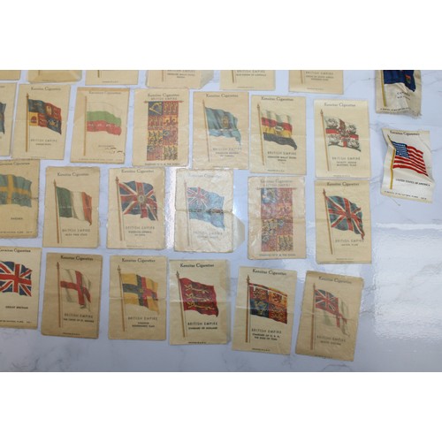 245 - A Quantity Of Vintage Kensitas Cigarette Silk Cards Approximately 70, Depicting World Flags  As Foun... 