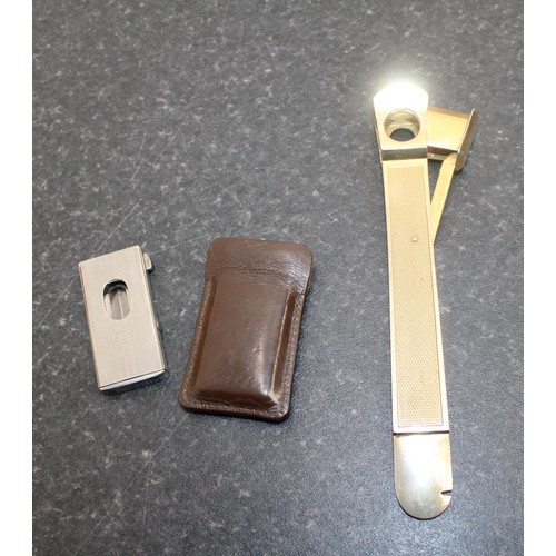 246 - 2 x Vintage Cigar Cutters 1: Pfeilring Of Solingen Germany 2: Diehl In A Small Leather Case