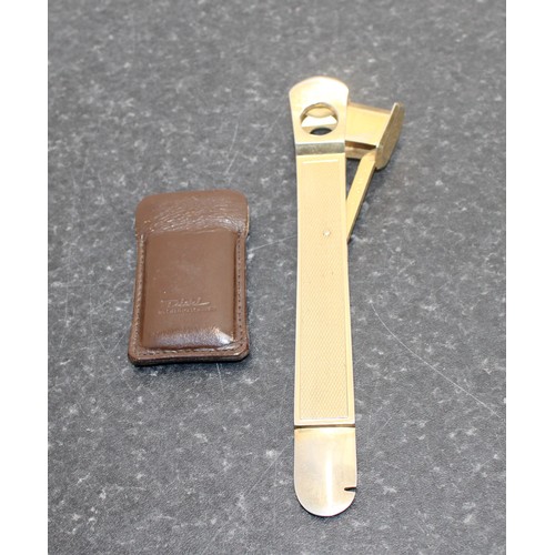 246 - 2 x Vintage Cigar Cutters 1: Pfeilring Of Solingen Germany 2: Diehl In A Small Leather Case