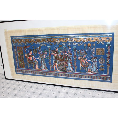 215 - Three Framed Egyptian Papyrus Art Largest 101cm x 51cm 
All As Found Crack In Glass On Largest Pleas... 