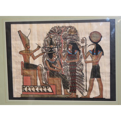 215 - Three Framed Egyptian Papyrus Art Largest 101cm x 51cm 
All As Found Crack In Glass On Largest Pleas... 
