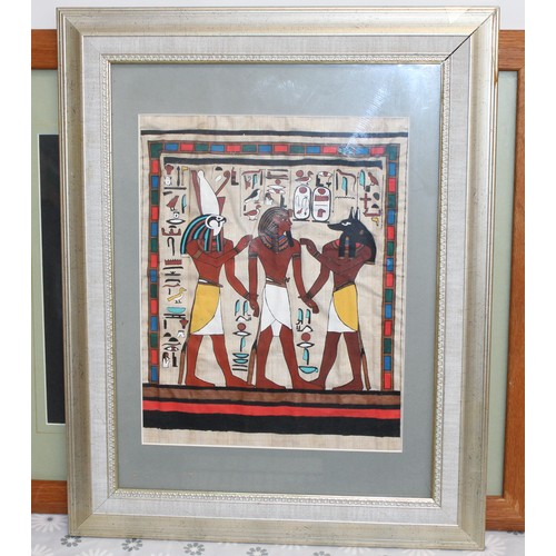 215 - Three Framed Egyptian Papyrus Art Largest 101cm x 51cm 
All As Found Crack In Glass On Largest Pleas... 