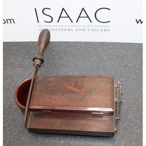 250 - A Collectable Antique Tobacco Cutter Constructed From Mahogany Wood And Brass By R Timmings & Sons L... 