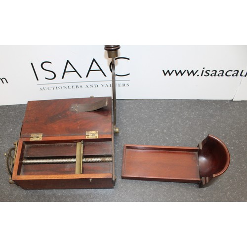 250 - A Collectable Antique Tobacco Cutter Constructed From Mahogany Wood And Brass By R Timmings & Sons L... 