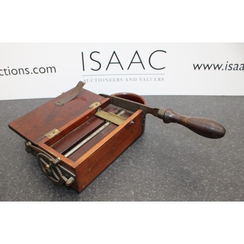 250 - A Collectable Antique Tobacco Cutter Constructed From Mahogany Wood And Brass By R Timmings & Sons L... 