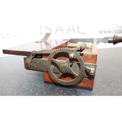 250 - A Collectable Antique Tobacco Cutter Constructed From Mahogany Wood And Brass By R Timmings & Sons L... 