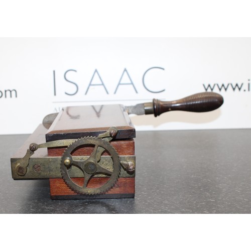 250 - A Collectable Antique Tobacco Cutter Constructed From Mahogany Wood And Brass By R Timmings & Sons L... 
