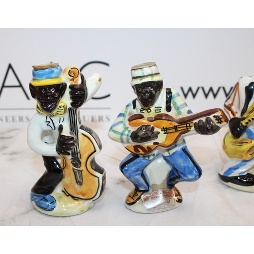 256 - 6 x Vintage Drioli Ceramic Figural Empty Liquor Bottles - Part Of A Series Forming An African Jazz B... 