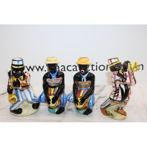 256 - 6 x Vintage Drioli Ceramic Figural Empty Liquor Bottles - Part Of A Series Forming An African Jazz B... 
