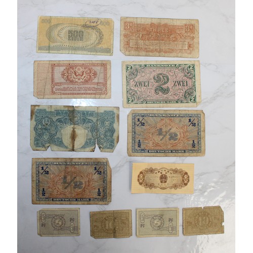 12 x WWII Worldwide Bank Notes AF
