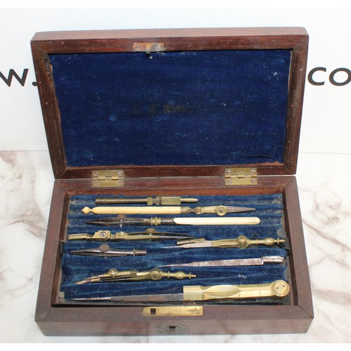 Boxed Antique Technical Drawing/Drafting Set As Found
