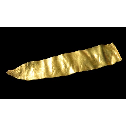 3 - Bronze age gold bracelet fragment. 92mm x 21mm, 13.95g. From the estate of a private collector, acqu... 