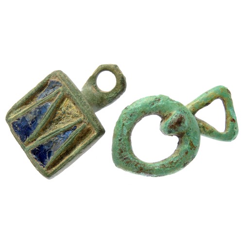 16 - Celtic Button and Loop Fasteners, circa 1st century AD. Copper-alloy, 8.1g. 34 mm & 30 mm, 13.0 gram... 