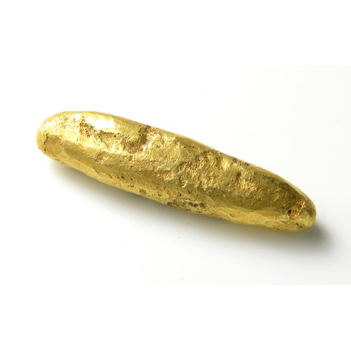 45 - Viking gold ingot. A finger-shaped gold ingot probably dating to the 9th - 10th century AD. 30mm x 8... 