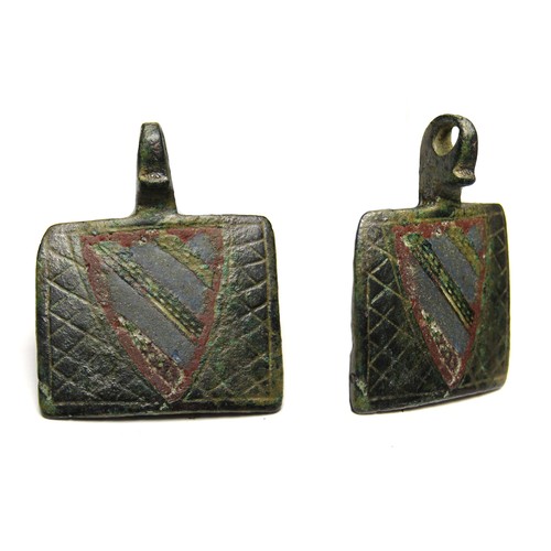 65 - Important Medieval Heraldic Harness Pendant. Circa, 13th century AD. Copper-alloy, 7.61 grams. 30.98... 