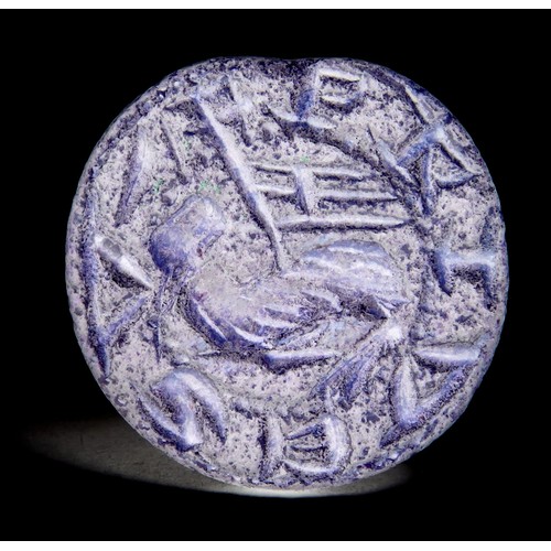 73 - Medieval chessman type seal matrix, the circular seal face engraved with a device of the Lamb of God... 